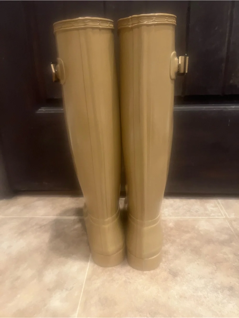 Hunter Tan Neutral Gloss Tall Rain Boots